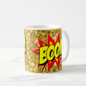 Comic Pop Art Yellow BOOM Neuartiger Funny Coffee Kaffeetasse (VorderseiteRechts)