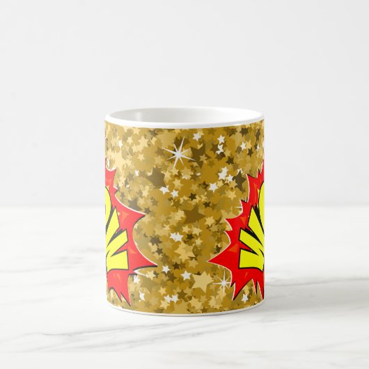 Comic Pop Art Yellow WOW Novelty Funny Coffee Kaffeetasse (Mittel)