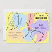 Comic Pop Kunst Sprechblasen Teenager Kindergeburt Einladung (Vorderseite)