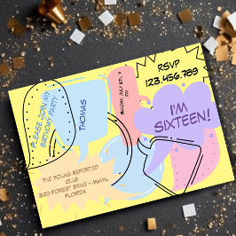 Comic Pop Kunst Sprechblasen Teenager Kindergeburt Einladung