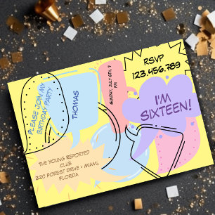 Comic Pop Kunst Sprechblasen Teenager Kindergeburt Einladung