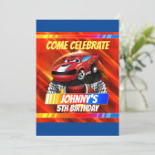 Comic Race Car Einladung (Stehend Vorderseite)