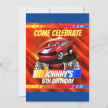 Comic Race Car Einladung