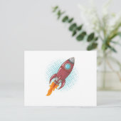 Comic Rakete Raumschiff Weltall Flugkörper Postkarte (Stehend Vorderseite)