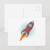 Comic Rakete Raumschiff Weltall Flugkörper Postkarte (Vorne/Hinten)