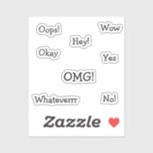 Comic Reaction Words | Funny Minimal Typography Aufkleber (Blatt)