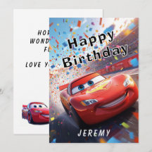 Comic-Rennwagen Frohes Geburtstag für ein Kind