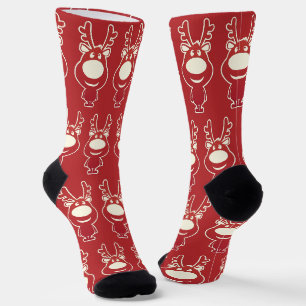 Comic-Rentier-Rot-Muster Socken