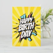 Comic Retro Alles Gute zum Geburtstag! Einladung (Stehend Vorderseite)