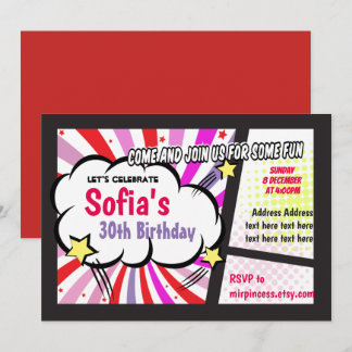 Comic, Retro, Pop, Superhero zum Geburtstag einlad Einladung