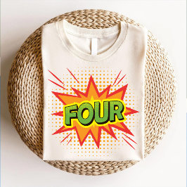 Comic Retro Script Text Kids 4. Party T-Shirt