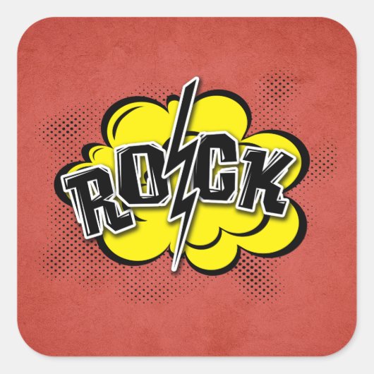 Comic-Rock-Abbildung Quadratischer Aufkleber (Vorderseite)