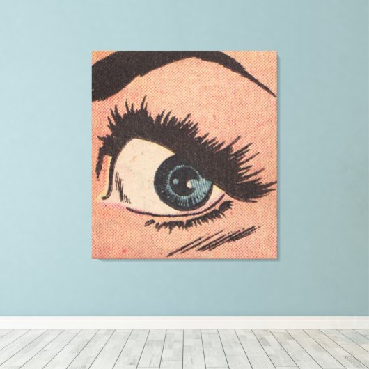 Comic Roy Lichtenstein Style Blue Eye Leinwanddruck (Insitu (Holzboden))
