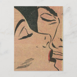 Comic Roy Lichtenstein Style Kiss Feiertagspostkarte