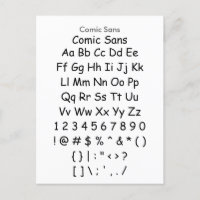 Comic Sans - Zazzle Schriftart Sampler Sheet