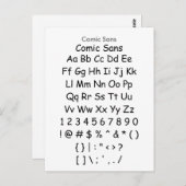 Comic Sans - Zazzle Schriftart Sampler Sheet Postkarte (Vorne/Hinten)