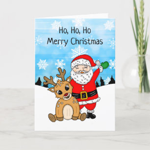 Comic-Santa und -Rentiere Weihnachten Karte