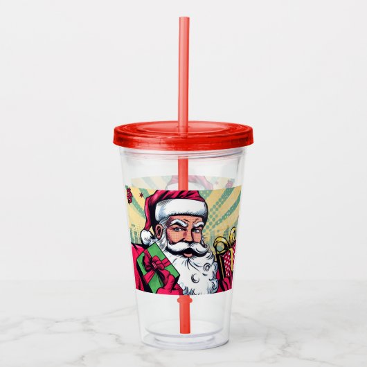 Comic Santa/Weihnachten Acryltrinkbecher (Vorderseite)