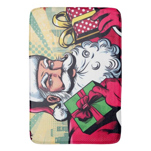Comic Santa/Weihnachten Badematte (Vorderseite Vertikal)