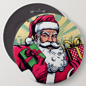 Comic Santa/Weihnachten Button (Vorne & Hinten)