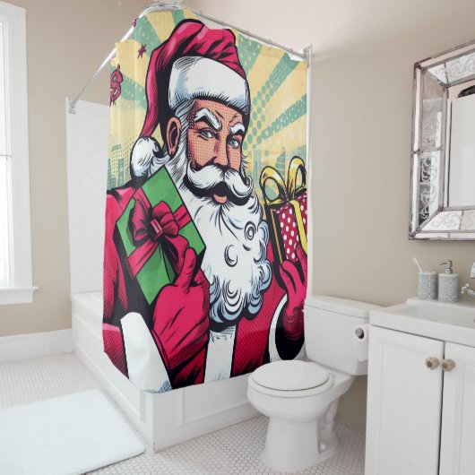 Comic Santa/Weihnachten Duschvorhang (Beispiel)