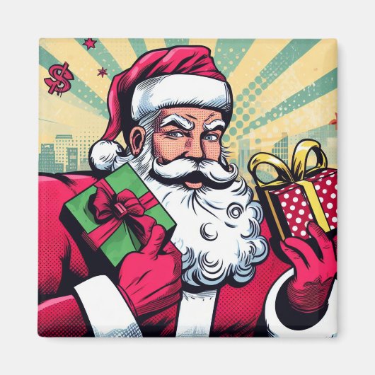 Comic Santa/Weihnachten Magnet (Vorne)