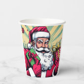 Comic Santa/Weihnachten Pappbecher (Rückseite)