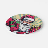 Comic Santa/Weihnachten Pappteller (Schrägansicht)