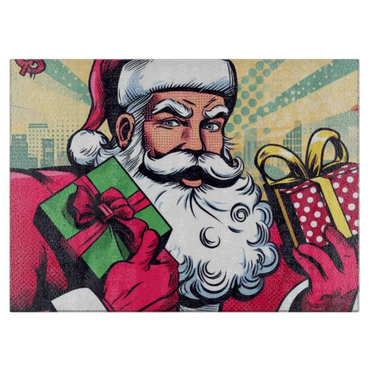 Comic Santa/Weihnachten Schneidebrett (Vorderseite)