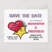 Comic Save the Date Postkarte | Moderne Pop-Art (Vorderseite)