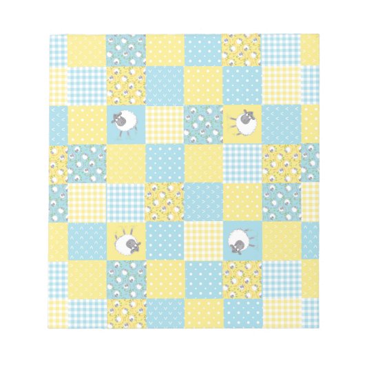 Comic-Schafe, Country-Stil, Imitate-Patchwork-Note Notizblock (Vorderseite)