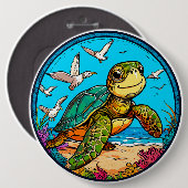 Comic-Schildkröte Button (Vorne & Hinten)