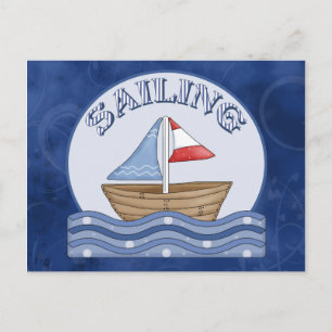 Comic Segelboot Postkarte