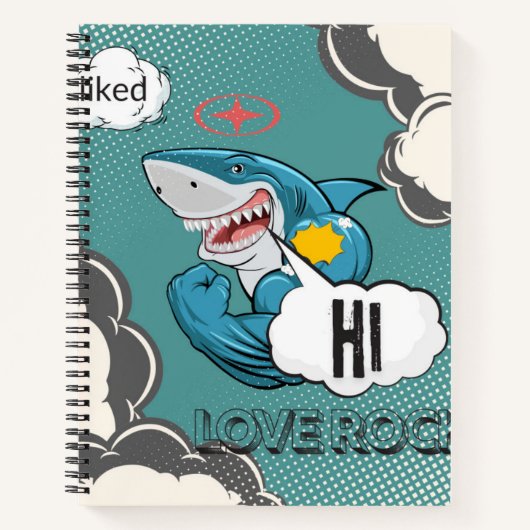 Comic Shark Notebook - Fierce, Funny & Full of Sty Notizblock (Vorderseite)