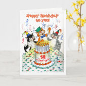 Comic Singing Cats Alter-spezifisch 12. Geburtstag Karte (Gelbe Blume)