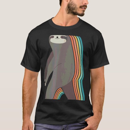 Comic Sleepwalker Sloth Rainbow T-Shirt (Vorderseite)
