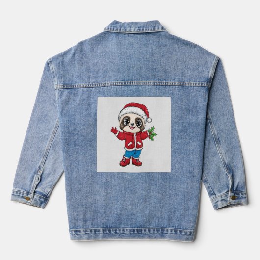 Comic-Sloth mit Weihnachten Jeansjacke (Rückseite)