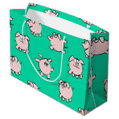 Comic Spaß Cartoon Pig Baby wählen Farbe L G Große Geschenktüte (Rückseite Schrägansicht)