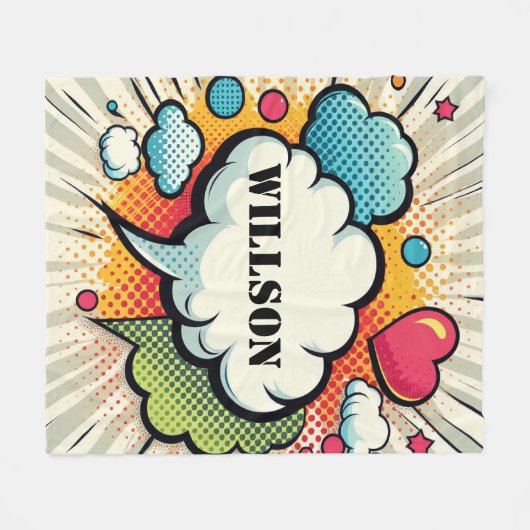 Comic Speech Bubble Pattern Fleecedecke (Vorderseite (Horizontal))