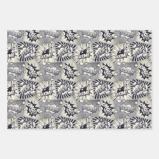 Comic Speech Bubbles Pop Art Geschenkpapier Set (Vorderseite)