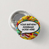 Comic-Sprechblase Geburtstagsfeier Geschenk Po Button (Vorne & Hinten)