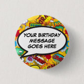 Comic-Sprechblase Geburtstagsfeier Geschenk Po Button (Vorderseite)