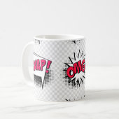 Comic-Sprechblasen mit Halbton-Schatten und Text Kaffeetasse (Vorderseite Links)