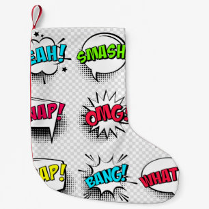 Comic-Sprechblasen mit Halbton-Schatten und Text Kleiner Weihnachtsstrumpf