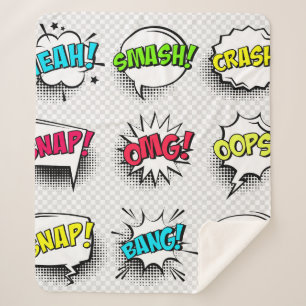 Comic-Sprechblasen mit Halbton-Schatten und Text Sherpadecke