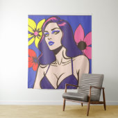 Comic-Stil hübsche Frau Tapestry Wandteppich (Beispiel)