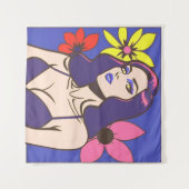 Comic-Stil hübsche Frau Tapestry Wandteppich (Vorderseite (Horizontal))