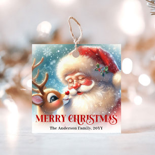 Comic-Stil-hübscher Weihnachtsmann und Rudolph-Wei Geschenkanhänger