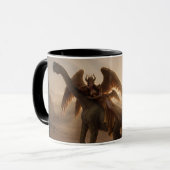 Comic-Stil Inanna mit Dinosaurier Tasse (Vorderseite Links)