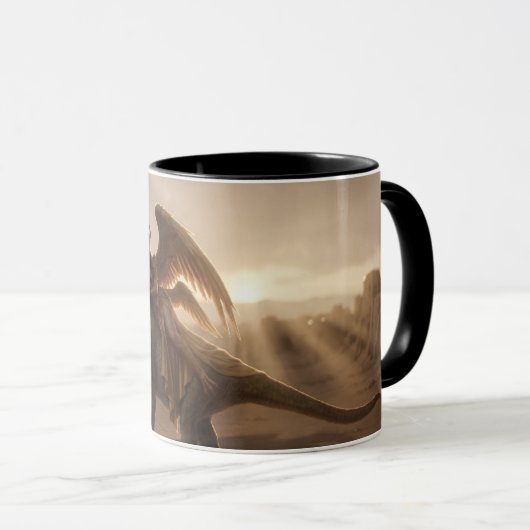 Comic-Stil Inanna mit Dinosaurier Tasse (VorderseiteRechts)